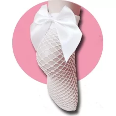 Chaussettes résille blanche noeud satin pour vos jolis pieds