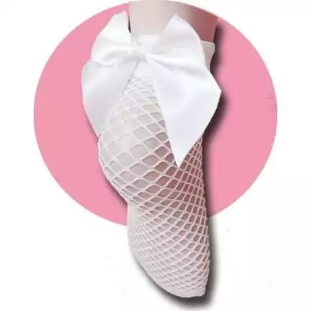 Chaussettes résille blanche noeud satin pour vos jolis pieds