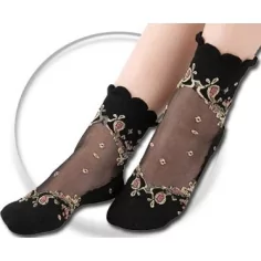 Chaussettes transparentes / noires à motifs pour vos jolis pieds 2