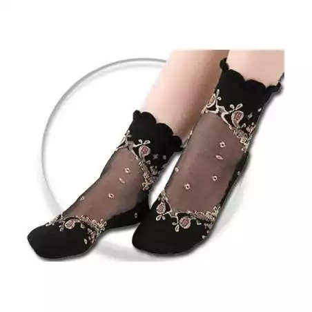 Chaussettes transparentes / noires à motifs pour vos jolis pieds