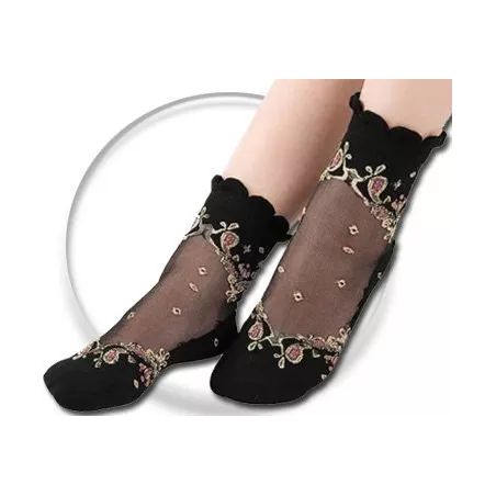 Chaussettes&nbsp;transparentes&nbsp;/ noires à motifs pour vos…