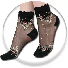 Chaussettes&nbsp;transparentes&nbsp;/ noires à motifs pour vos…