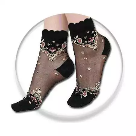 Chaussettes transparentes / noires à motifs pour vos jolis pieds