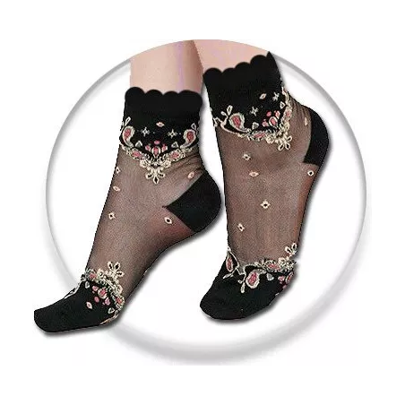 Chaussettes&nbsp;transparentes&nbsp;/ noires à motifs pour vos…
