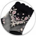 chaussettes transparentes noires à motifs beiges et roses