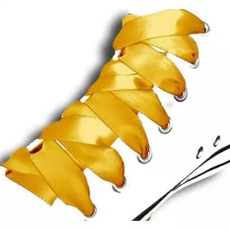 Lacets en satin jaune moutarde. pour vos chaussures Lacets en satin jaune moutarde. pour vos chaussures