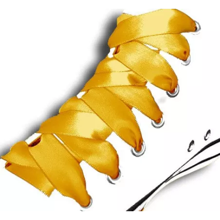 Lacets en satin&nbsp;jaune moutarde. pour vos chaussures