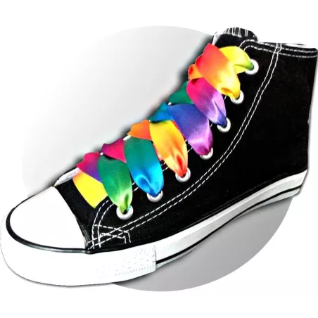 Lacets larges satin multicolore pour vos chaussures