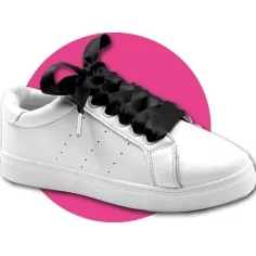 Lacets larges en satin noir  pour vos chaussures 2