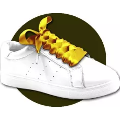 Lacets larges en satin moutarde pour vos chaussures