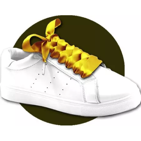 Lacets larges en satin moutarde pour vos chaussures