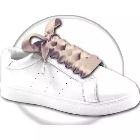 Lacets larges en satin nude pour vos chaussures