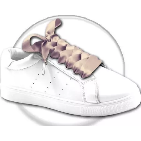 Lacets larges en satin nude pour vos chaussures