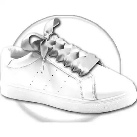 Lacets satin large en gris perle pour vos chaussures Lacets satin large en gris perle pour vos chaussures