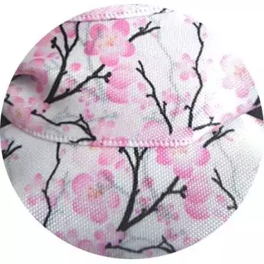 Lacets satin large blanc fleurs de cerisiers pour vos chaussures