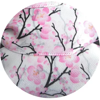 Lacets satin large&nbsp;blanc fleurs de cerisiers pour vos…