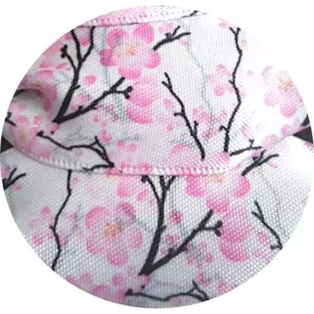 Lacets satin large blanc fleurs de cerisiers pour vos chaussures