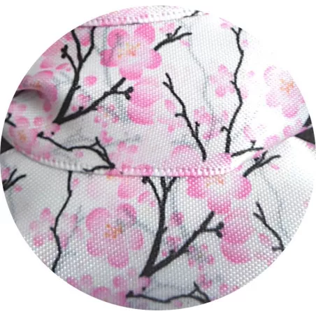 Lacets satin large&nbsp;blanc fleurs de cerisiers pour vos…