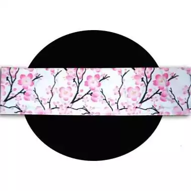 Lacets satin large blanc fleurs de cerisiers pour vos chaussures