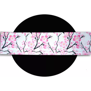 Lacets satin large&nbsp;blanc fleurs de cerisiers pour vos…