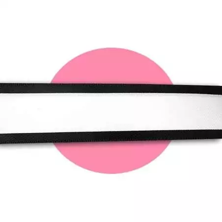 Lacets en satin large blanc gansé noir pour vos chaussures