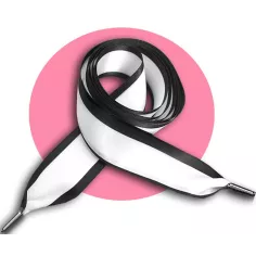 Lacets en satin large&nbsp;blanc gansé noir pour vos chaussures