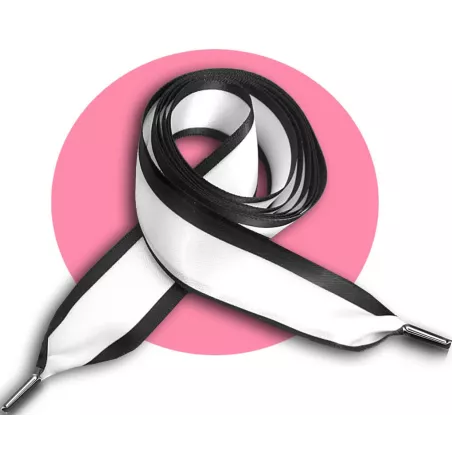 Lacets en satin large&nbsp;blanc gansé noir pour vos chaussures