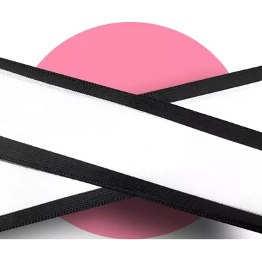 Lacets en satin large&nbsp;blanc gansé noir pour vos chaussures