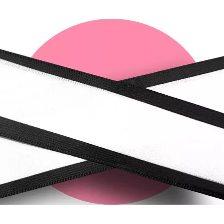 Lacets en satin large&nbsp;blanc gansé noir pour vos chaussures