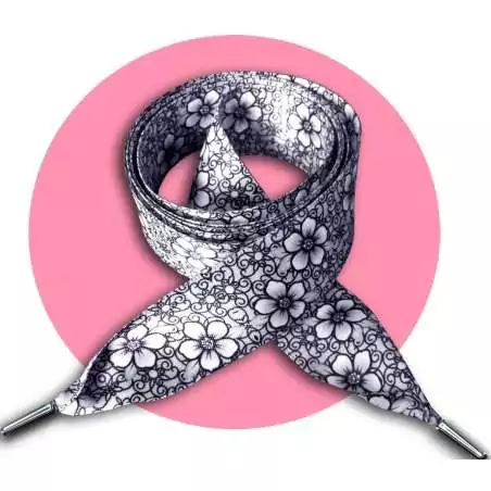 Lacets larges satin dentelle& fleurs pour vos chaussures