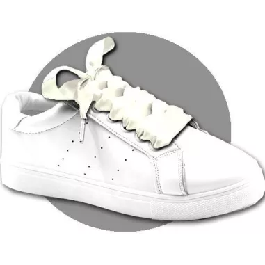Lacets larges en satin blanc&nbsp;cassé pour vos chaussures