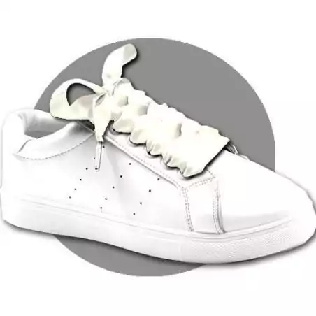 Lacets larges en satin blanc cassé pour vos chaussures