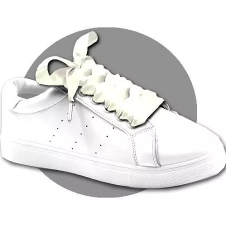 Lacets larges en satin blanc&nbsp;cassé pour vos chaussures