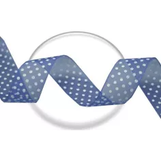 Lacets ruban bleu marine plumetis blanc pour vos chaussures 2