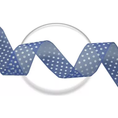 Lacets ruban bleu marine plumetis blanc pour vos chaussures