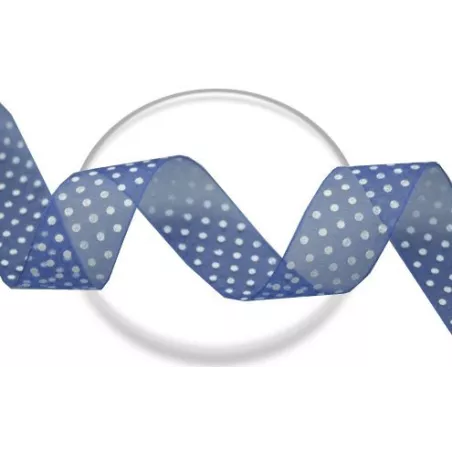 Lacets ruban bleu marine plumetis blanc pour vos chaussures