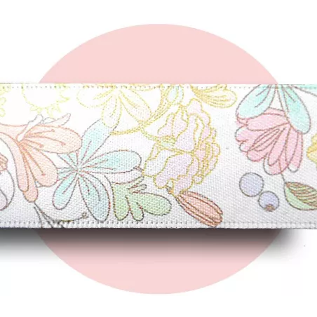 Lacets satin blanc fleurs poudrées&nbsp; pour vos chaussures