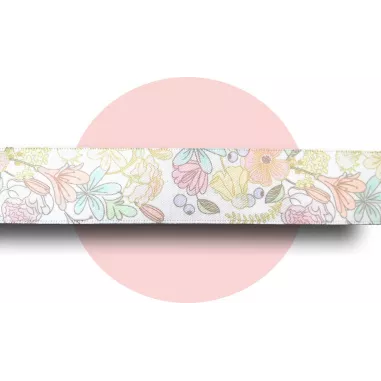 Lacets satin blanc fleurs poudrées&nbsp; pour vos chaussures