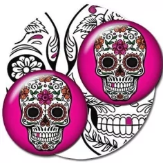 1 paire x ​décorations de lacets roses crâne calavera