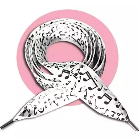 Lacets satin large blanc notes de musique pour vos chaussures