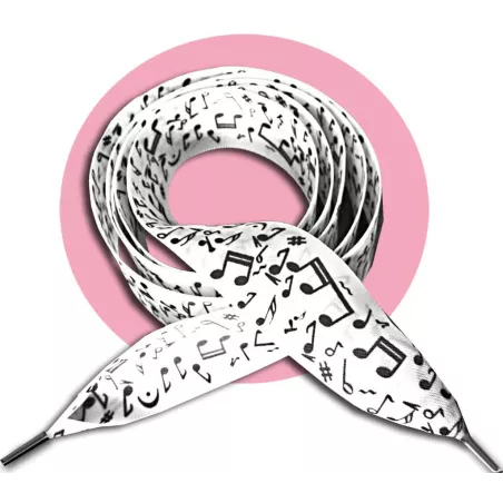 Lacets satin large&nbsp;blanc notes de musique pour vos…