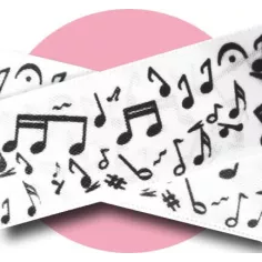 Lacets satin large&nbsp;blanc notes de musique pour vos… 2