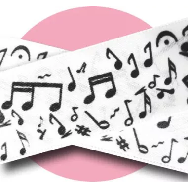 Lacets satin large&nbsp;blanc notes de musique pour vos…