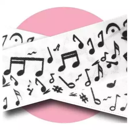 Lacets satin large blanc notes de musique pour vos chaussures