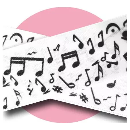Lacets satin large&nbsp;blanc notes de musique pour vos…