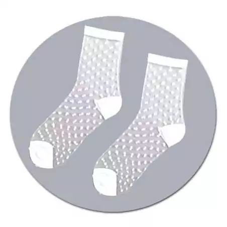 1 paire x ​chaussettes transparentes pois blancs