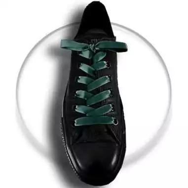 Lacets fins en satin vert anglais pour vos chaussures