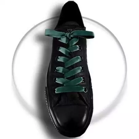 Lacets fins en satin vert anglais pour vos chaussures Lacets fins en satin vert anglais pour vos chaussures