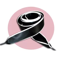 Lacets satin large noir&nbsp;gansé&nbsp;blanc pour vos chaussures