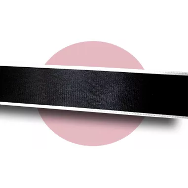 Lacets satin large noir&nbsp;gansé&nbsp;blanc pour vos chaussures